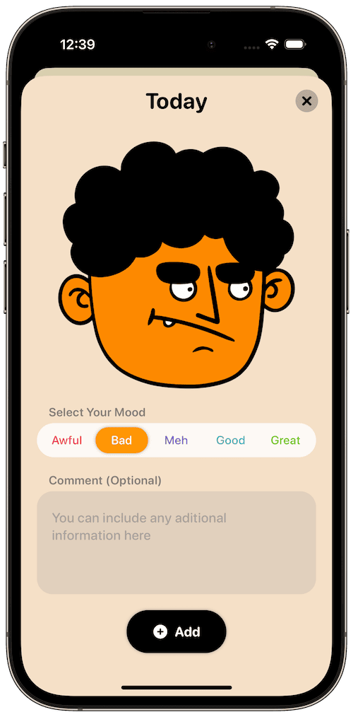 MoodBoard app interface