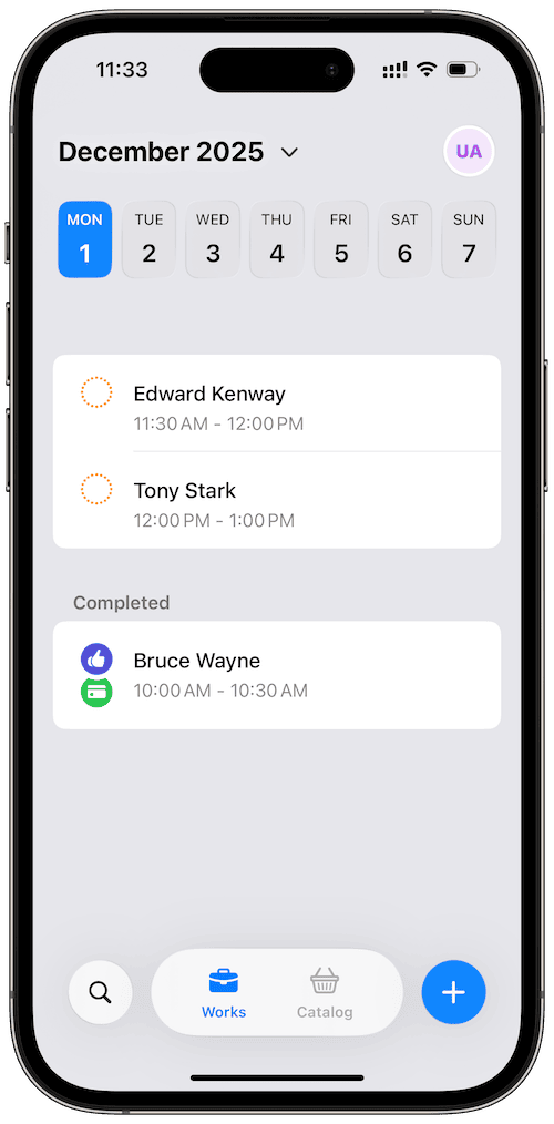 WorkTime app interface