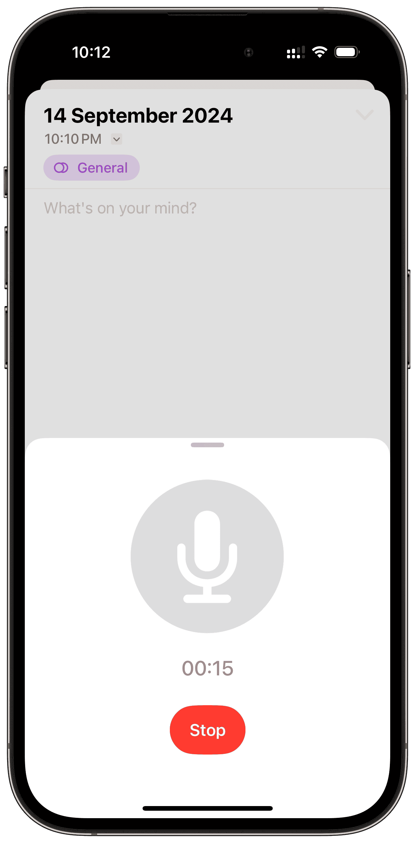 Timeline iOS app voice recording screen