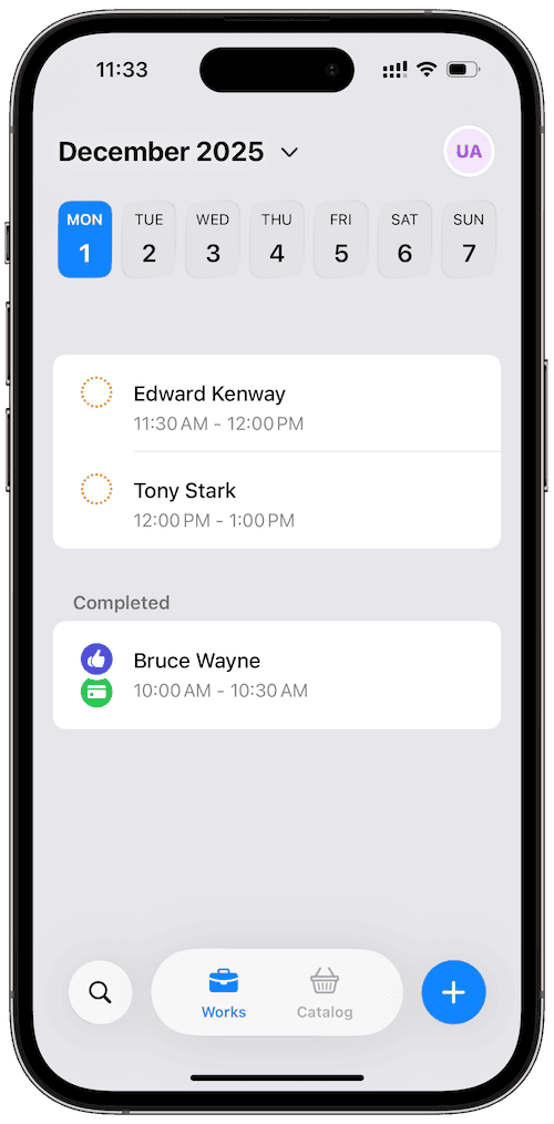 WorkTime scheduling app interface